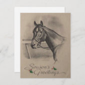 Vintage kerstpaard Seizoengroet Feestdagenkaart (Voorkant / Achterkant)