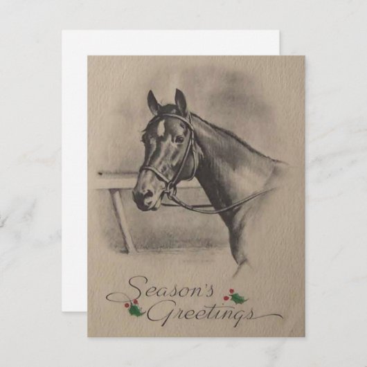 Vintage kerstpaard Seizoengroet Feestdagenkaart (Voorkant / Achterkant)