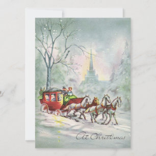 Vintage Kerstpaard Slaapse Winter Feestdagenkaart