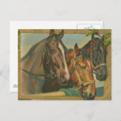 Vintage-kerstpaarden Feestdagenkaart (Voorkant / Achterkant)