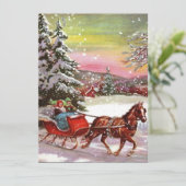 Vintage-kerstpaardje Feestdagenkaart (Staand voorkant)