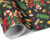 Vintage-kerstpapier, 1950-inch Snoep Cadeaupapier (Rol Hoek)