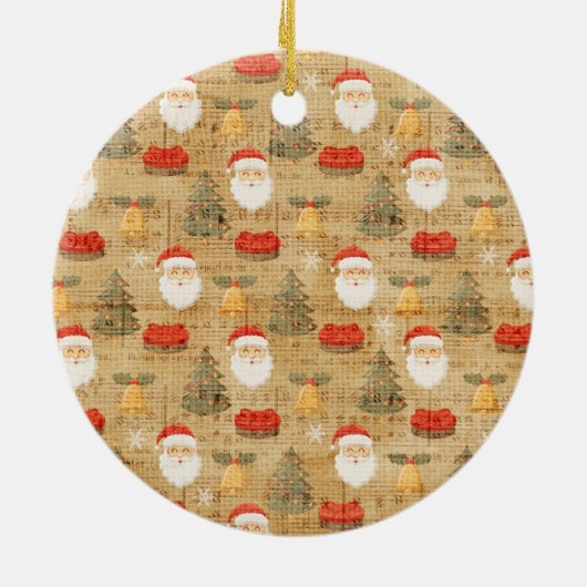 Vintage kerstpapier keramisch ornament (Achterkant)