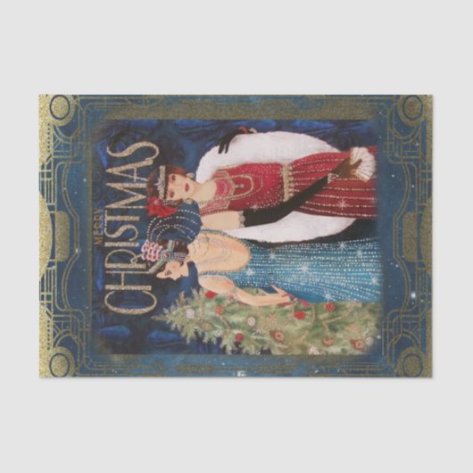 Vintage-kerstpapier Tissuepapier (Voorkant)