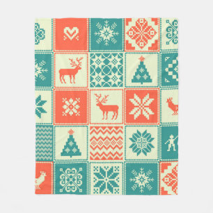 Vintage kerstpatchwork naadloos. Verhandeling Fleece Deken