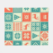 Vintage kerstpatchwork naadloos. Verhandeling Fleece Deken (Voorkant (Horizontaal))