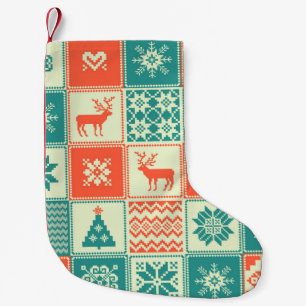 Vintage kerstpatchwork naadloos. Verhandeling Kleine Kerstsok