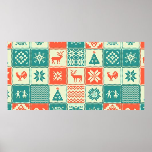 Vintage kerstpatchwork naadloos. Verhandeling Poster (Voorkant)