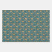 Vintage kerstpatronen Holly Mistletoe sterren Inpakpapier Vel (Voorkant 3)