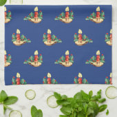 Vintage kerstpatronen, kaarsen en Holly Theedoek (Gevouwen)