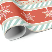 Vintage-kerstpatronen met rode mint-Snowflakes Cadeaupapier (Rol Hoek)