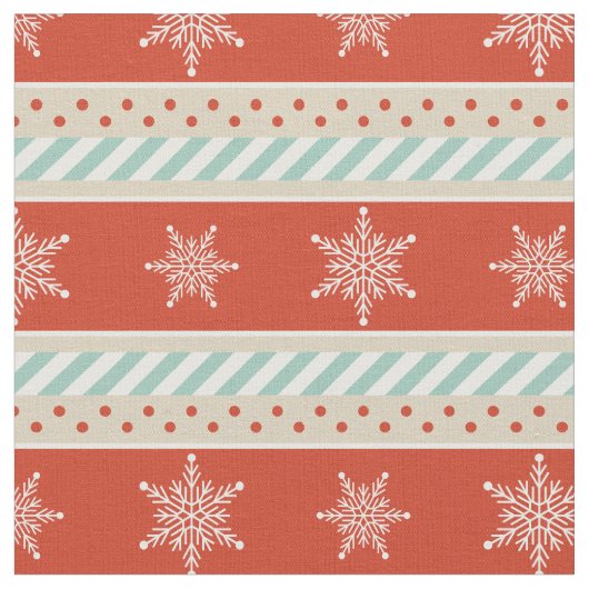 Vintage-kerstpatronen met rode mint-Snowflakes Stof (Close Up)
