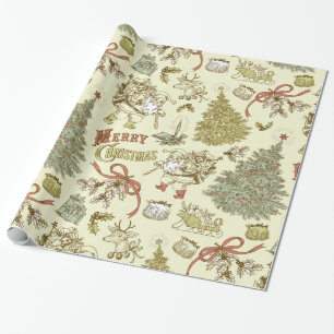 Vintage-kerstpatroon Cadeaupapier