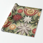 Vintage-kerstpatroon Cadeaupapier (Uitgerold)