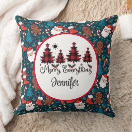 Vintage kerstpatroon, geruite kerstboom kussen