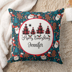 Vintage kerstpatroon, geruite kerstboom kussen