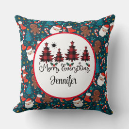 Vintage kerstpatroon, geruite kerstboom kussen