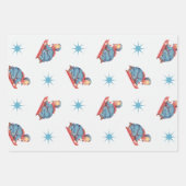 Vintage kerstpatroon, kinderslaapstand in sneeuw inpakpapier vel (Voorkant 3)