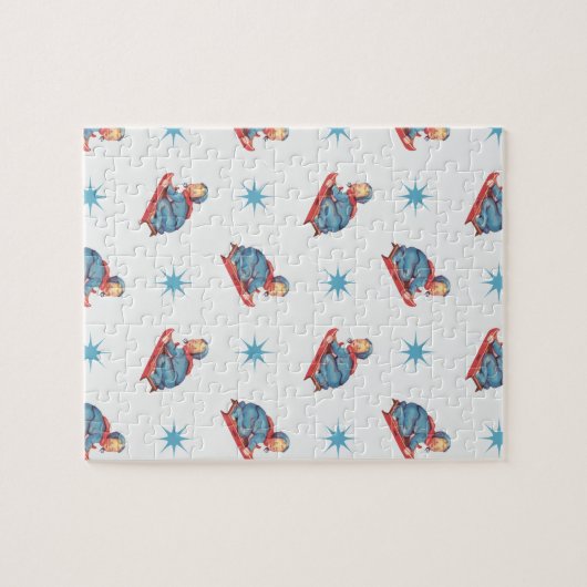 Vintage kerstpatroon, kinderslaapstand in sneeuw legpuzzel (Horizontaal)