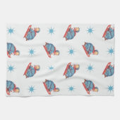 Vintage kerstpatroon, kinderslaapstand in sneeuw theedoek (Horizontaal)