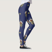 Vintage kerstpatroon met een lantaarn op blauw leggings (Rechts)