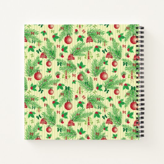 Vintage-kerstpatroon Notitieboek (Achterkant)