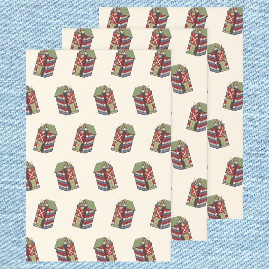 Vintage kerstpatroon, Nutcracker Speelgoed Soldier Inpakpapier Vel