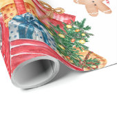 Vintage kerstpatroon op wit | cadeaupapier (Rol Hoek)