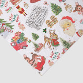 Vintage kerstpatroon op wit | tissuepapier (Detail)