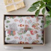 Vintage kerstpatroon op wit | tissuepapier (Geschenk)
