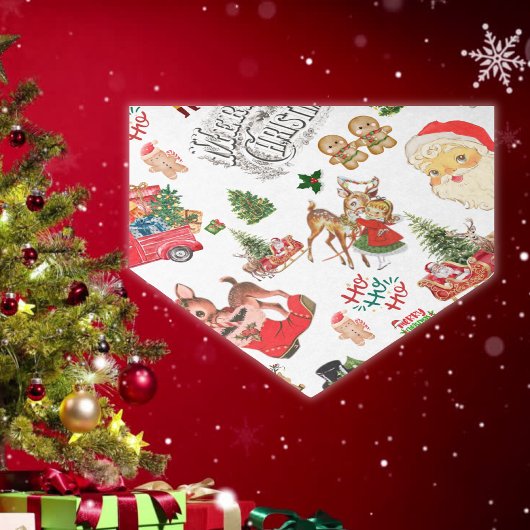 Vintage kerstpatroon op wit | tissuepapier