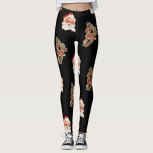 Vintage-kerstpatroon, Santa Claus Leggings