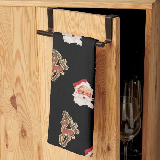 Vintage-kerstpatroon, Santa Claus Theedoek (Derde Gevouwen)