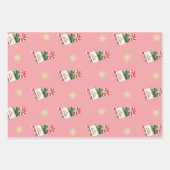 Vintage-kerstpatroon, snoeprietjes met roze inpakpapier vel (Voorkant 2)