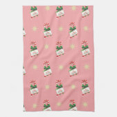 Vintage-kerstpatroon, snoeprietjes met roze theedoek (Verticaal)