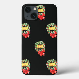 Vintage-kerstpatroon, vrolijke feestdagen in Wreat Case-Mate iPhone Case