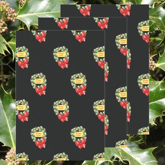 Vintage-kerstpatroon, vrolijke feestdagen in Wreat Inpakpapier Vel