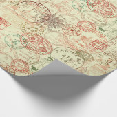 Vintage kerstpatrooncadeaubonnen cadeaupapier (Hoek)