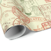 Vintage kerstpatrooncadeaubonnen cadeaupapier (Rol Hoek)