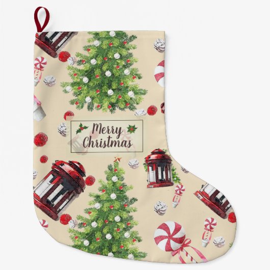 Vintage-kerstpatroonpatroon Grote Kerstsok (Voorkant)