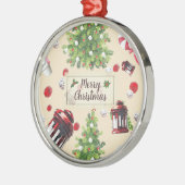 Vintage-kerstpatroonpatroon Metalen Ornament (Links)