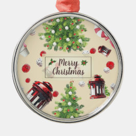 Vintage-kerstpatroonpatroon Metalen Ornament