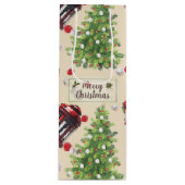 Vintage-kerstpatroonpatroon Wijn Cadeautas (Voorkant)