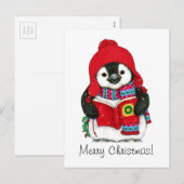 Vintage kerstpinguïn feestdagenkaart (Voorkant / Achterkant)