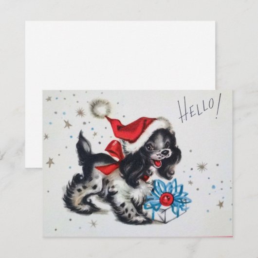 Vintage-kerstpop Feestdagenkaart (Voorkant / Achterkant)