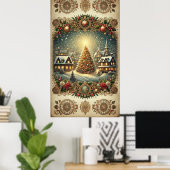 Vintage-kerstPoster Poster (Thuiskantoor)