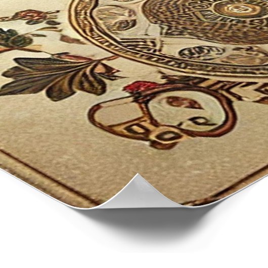 Vintage-kerstPoster Poster (Hoek)