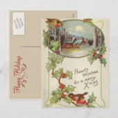 Vintage kerstpostkaart feestdagenkaart (Voorkant / Achterkant)