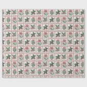 Vintage kerstpostzegels cadeaupapier (Vlak)