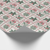 Vintage kerstpostzegels cadeaupapier (Hoek)